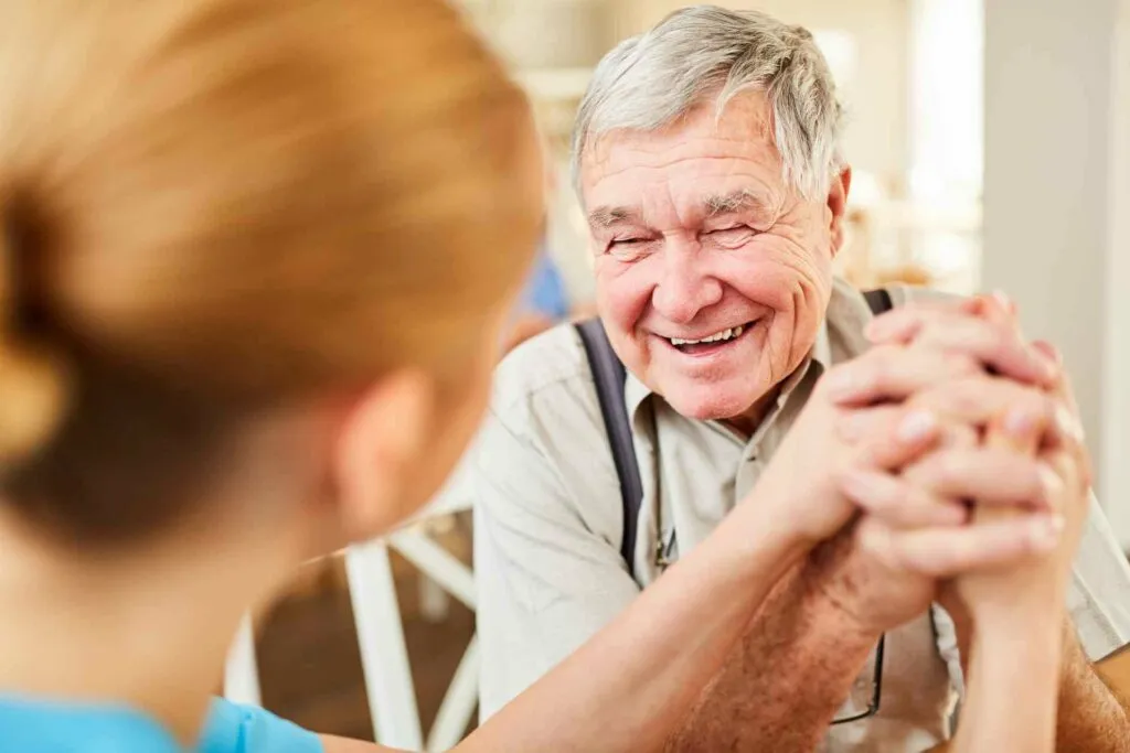 Abney & Baker carer assisting a client with home support in Melksham, Wiltshire.
